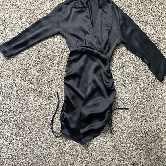 ZARa Black Satin Effect Mini Dress - Picture 5 of 8